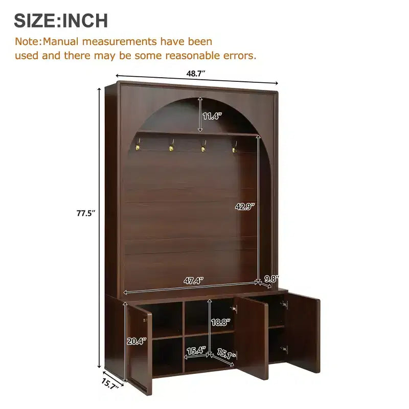 Meuble d'entrée tout-en-un avec patère, banc de rangement et meuble à chaussures, crochets et étagères réglables