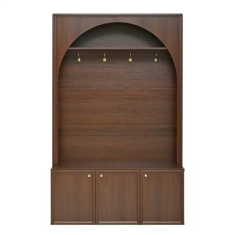 Meuble d'entrée tout-en-un avec patère, banc de rangement et meuble à chaussures, crochets et étagères réglables