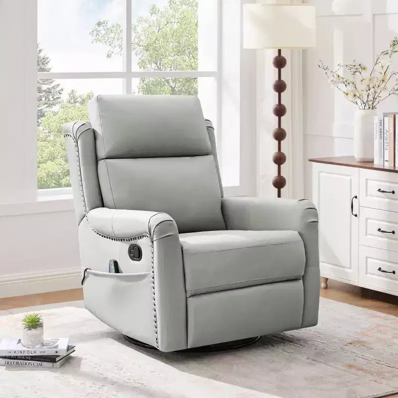 Fauteuil inclinable manuel moderne en cuir PU, fauteuil à bascule pivotant avec 8 points de massage pour salon et salle de cinéma maison