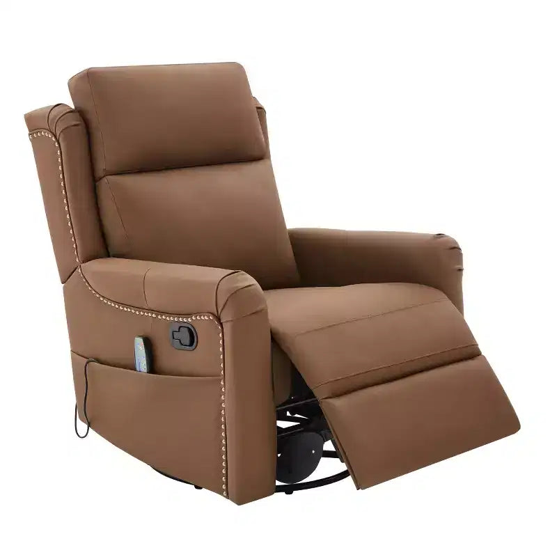 Fauteuil inclinable manuel moderne en cuir PU, fauteuil à bascule pivotant avec 8 points de massage pour salon et salle de cinéma maison