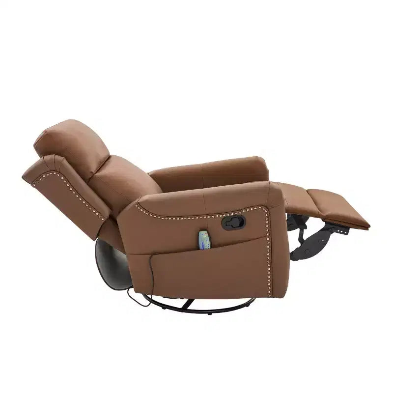Fauteuil inclinable manuel moderne en cuir PU, fauteuil à bascule pivotant avec 8 points de massage pour salon et salle de cinéma maison