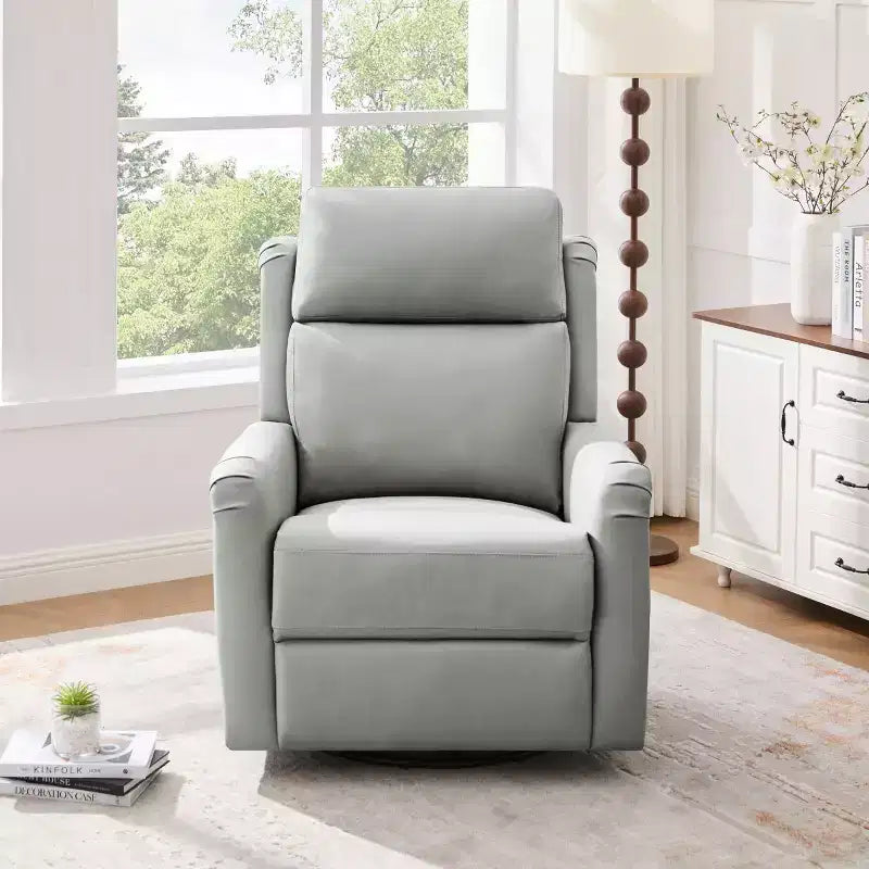 Fauteuil inclinable manuel moderne en cuir PU, fauteuil à bascule pivotant avec 8 points de massage pour salon et salle de cinéma maison
