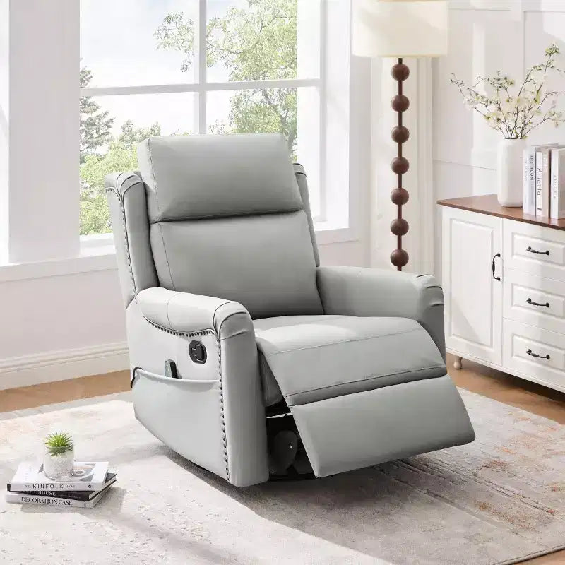 Fauteuil inclinable manuel moderne en cuir PU, fauteuil à bascule pivotant avec 8 points de massage pour salon et salle de cinéma maison