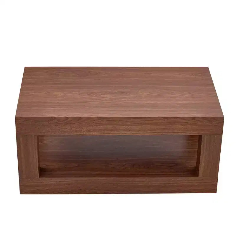 Table basse rectangulaire moderne à 2 niveaux en MDF, étagère de rangement ouverte, table stable et durable pour meubles de salon