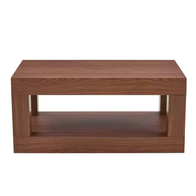 Table basse rectangulaire moderne à 2 niveaux en MDF, étagère de rangement ouverte, table stable et durable pour meubles de salon