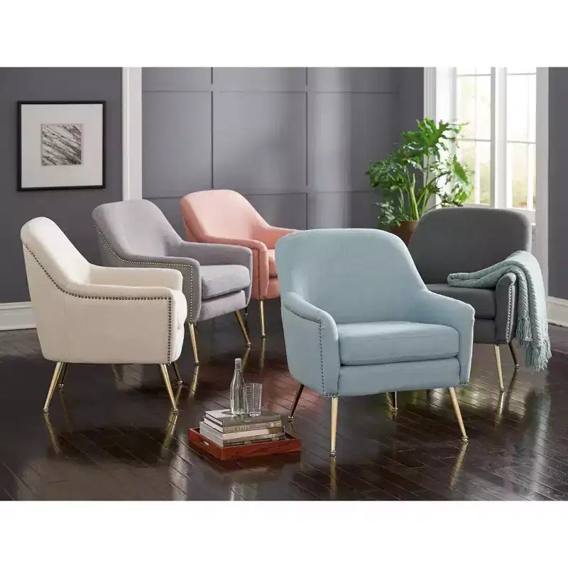 Fauteuil d'appoint rembourré avec structure en métal