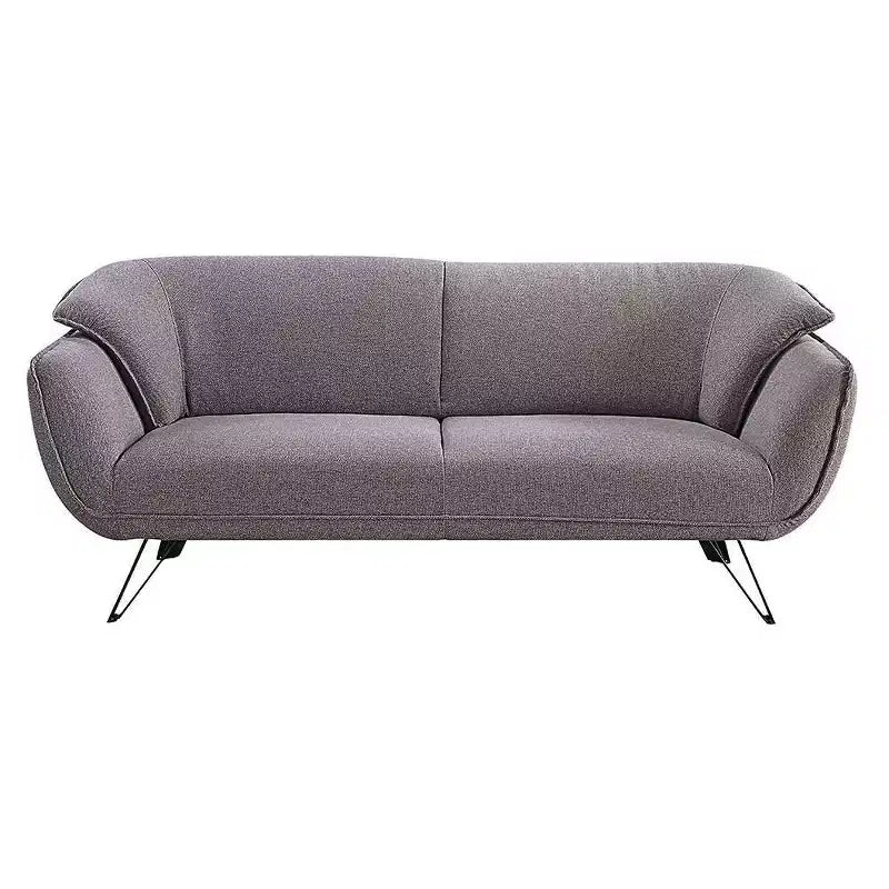 Canapé 3 places de 198 cm – Lin gris, revêtement velours, 2 coussins décoratifs