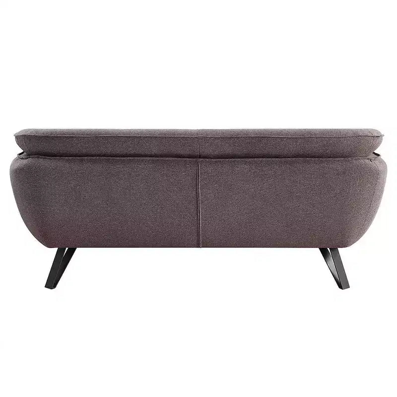 Canapé 3 places de 198 cm – Lin gris, revêtement velours, 2 coussins décoratifs