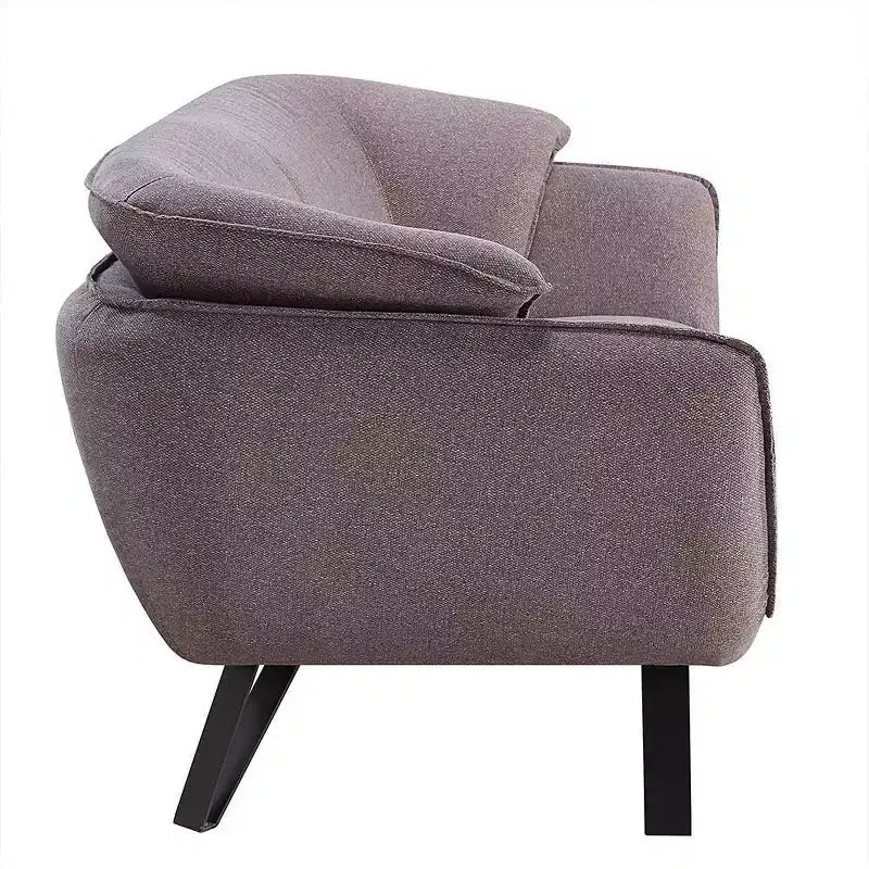 Canapé 3 places de 198 cm – Lin gris, revêtement velours, 2 coussins décoratifs