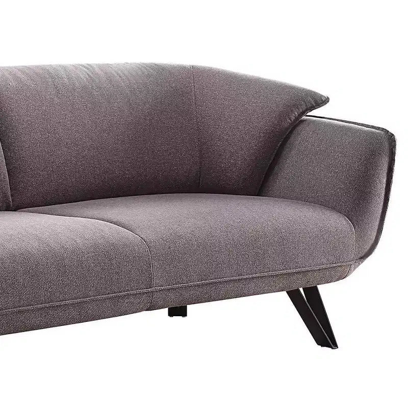 Canapé 3 places de 198 cm – Lin gris, revêtement velours, 2 coussins décoratifs