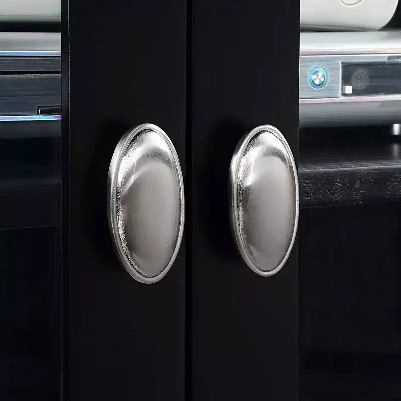 Meuble TV haut de 60" avec 9 étagères et 3 portes vitrées - Noir