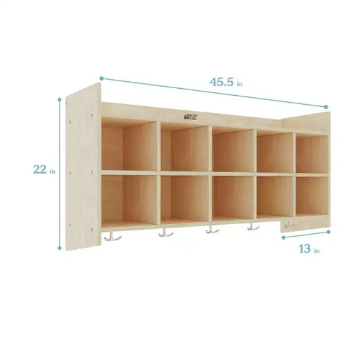 Vestiaire mural à 10 casiers avec étagère et 10 bacs de rangement - Rangement à casiers