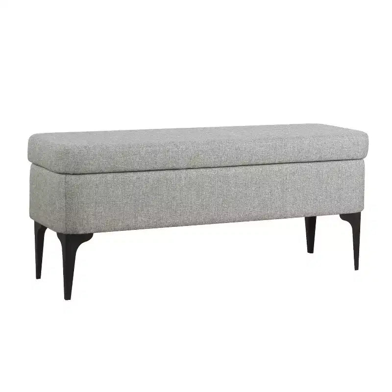 Grand banc de rangement rembourré moderne - Velours vert, pieds en métal noir, 42"L