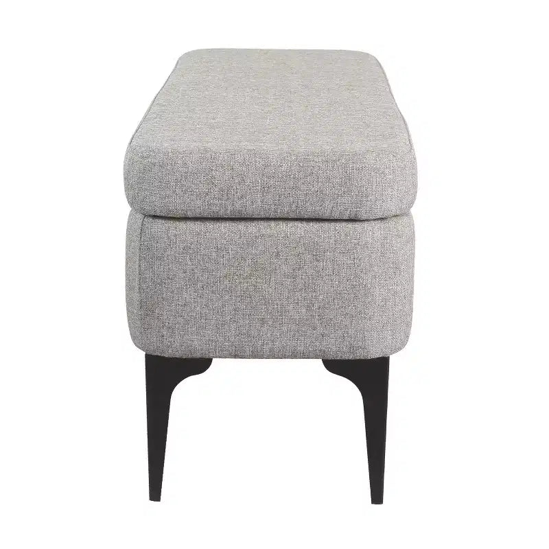 Grand banc de rangement rembourré moderne - Velours vert, pieds en métal noir, 42"L