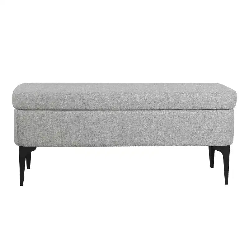 Grand banc de rangement rembourré moderne - Velours vert, pieds en métal noir, 42"L