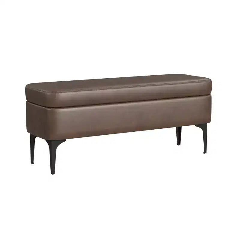 Grand banc de rangement rembourré moderne - Velours vert, pieds en métal noir, 42"L