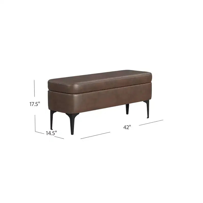 Grand banc de rangement rembourré moderne - Velours vert, pieds en métal noir, 42"L