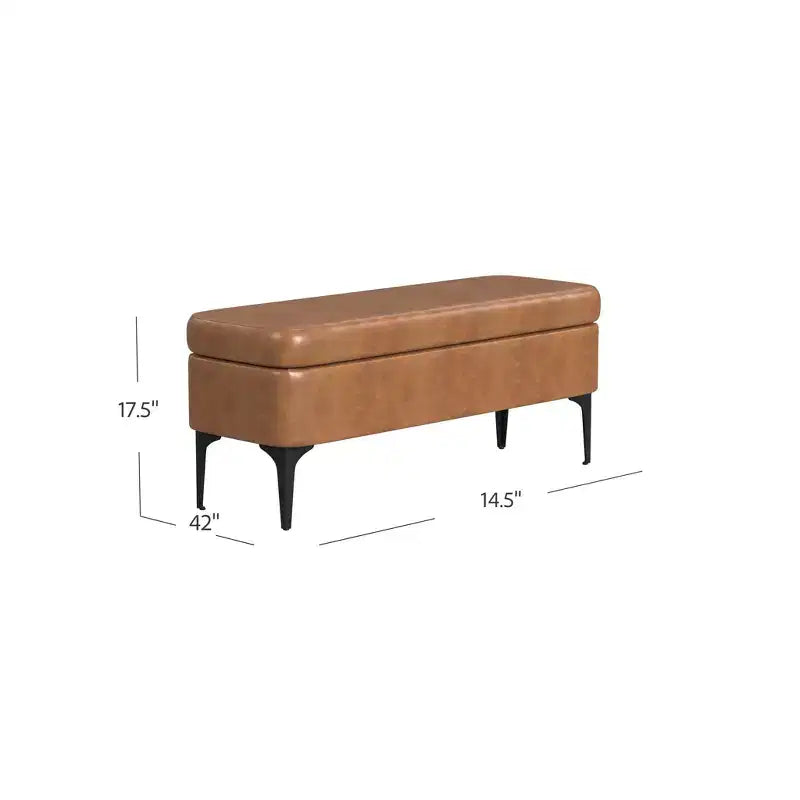 Grand banc de rangement rembourré moderne - Velours vert, pieds en métal noir, 42"L