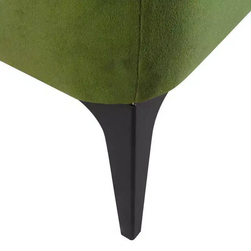 Grand banc de rangement rembourré moderne - Velours vert, pieds en métal noir, 42"L