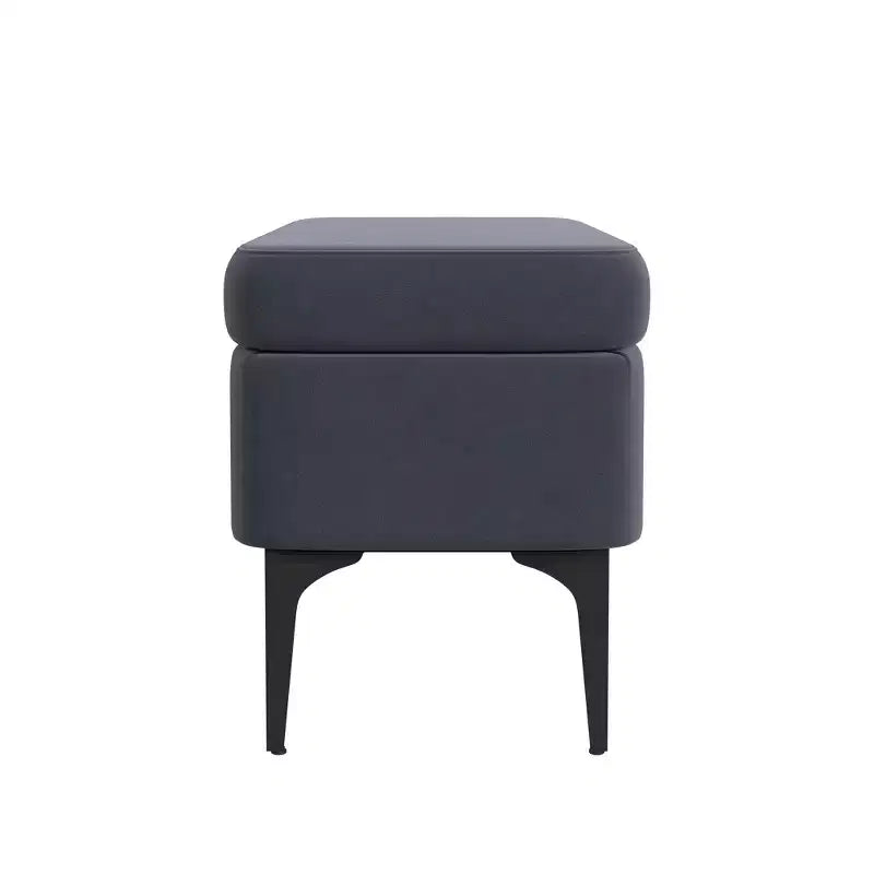 Grand banc de rangement rembourré moderne - Velours vert, pieds en métal noir, 42"L