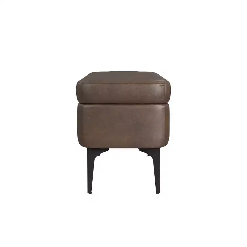 Grand banc de rangement rembourré moderne - Velours vert, pieds en métal noir, 42"L