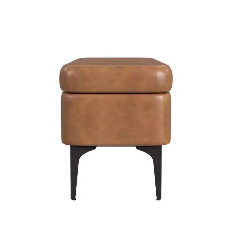 Grand banc de rangement rembourré moderne - Velours vert, pieds en métal noir, 42"L
