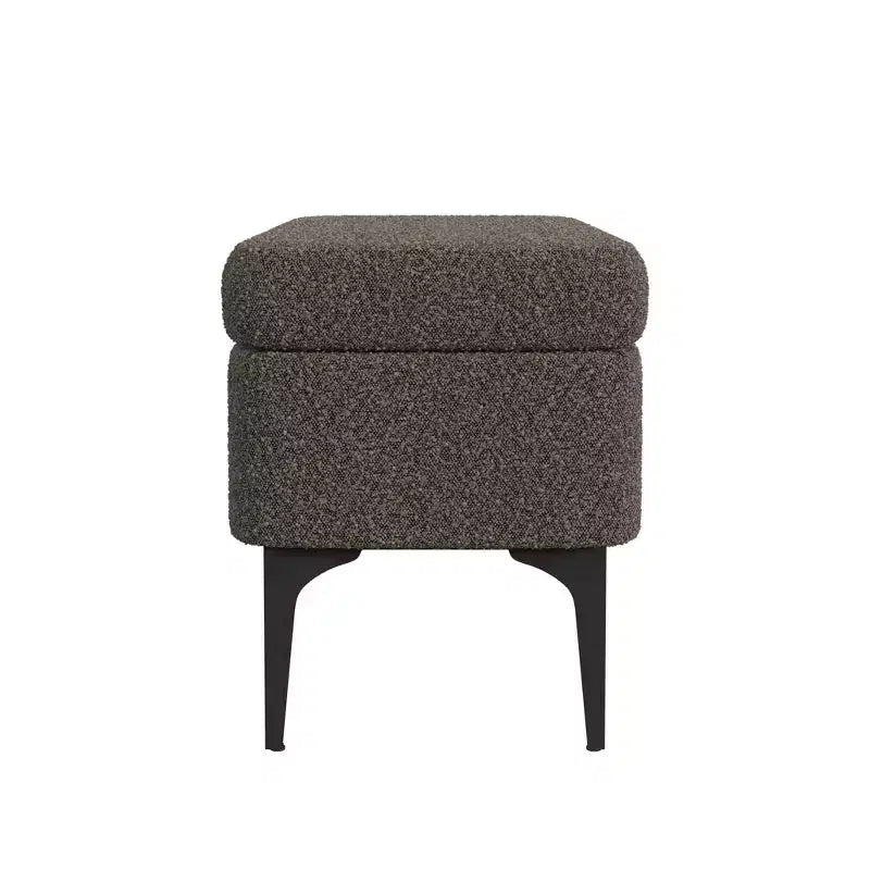 Grand banc de rangement rembourré moderne - Velours vert, pieds en métal noir, 42"L