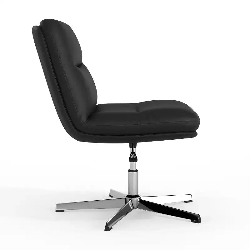 Chaise de bureau pivotante sans accoudoirs à dossier mi-haut - réglable en hauteur, en cuir reconstitué rembourré