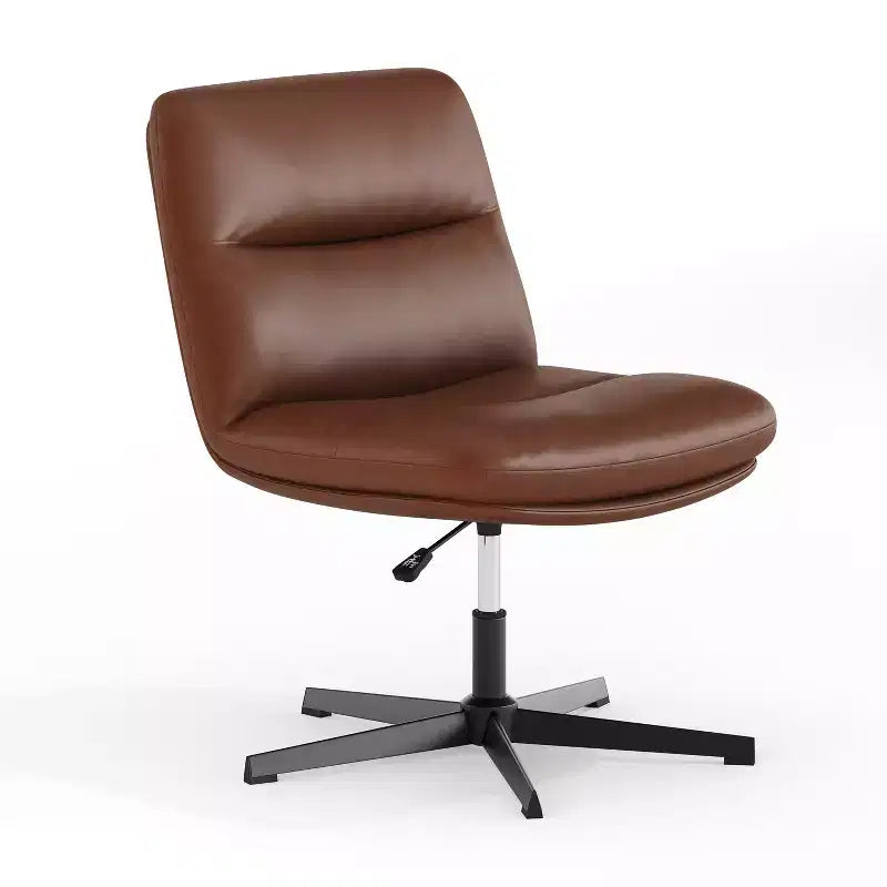Chaise de bureau pivotante sans accoudoirs à dossier mi-haut - réglable en hauteur, en cuir reconstitué rembourré