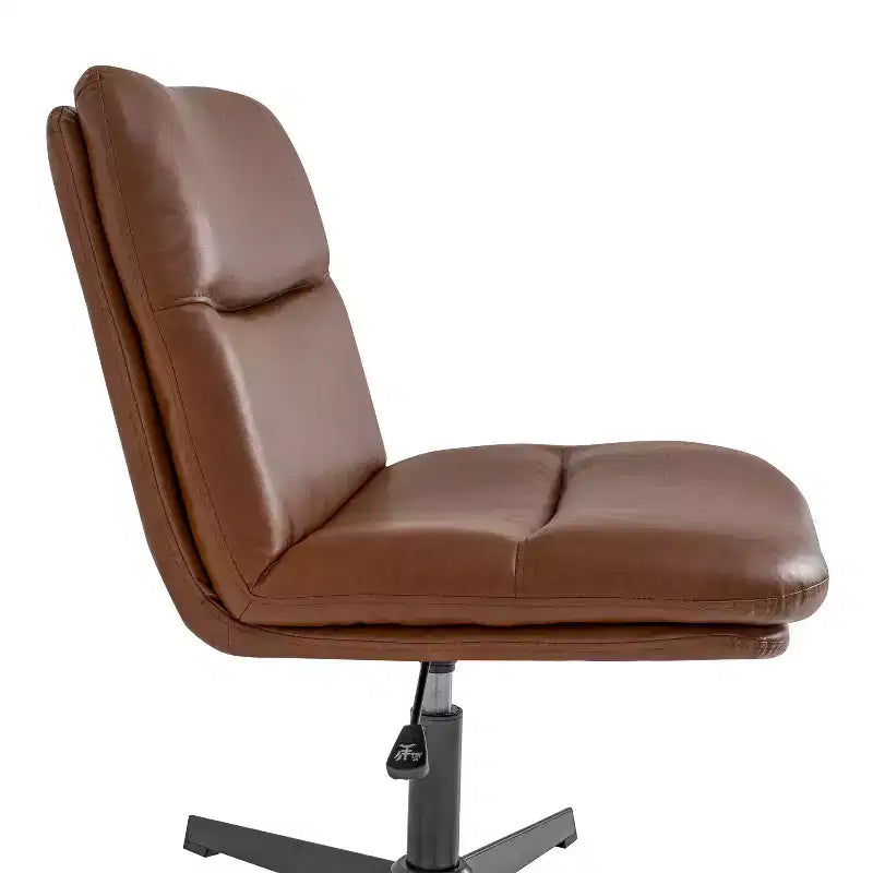 Chaise de bureau pivotante sans accoudoirs à dossier mi-haut - réglable en hauteur, en cuir reconstitué rembourré