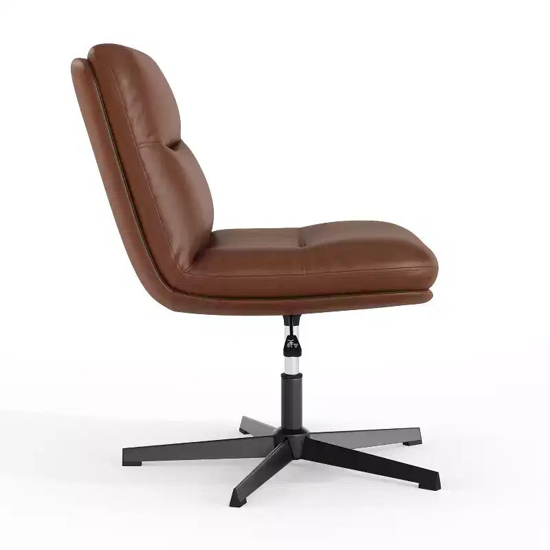 Chaise de bureau pivotante sans accoudoirs à dossier mi-haut - réglable en hauteur, en cuir reconstitué rembourré