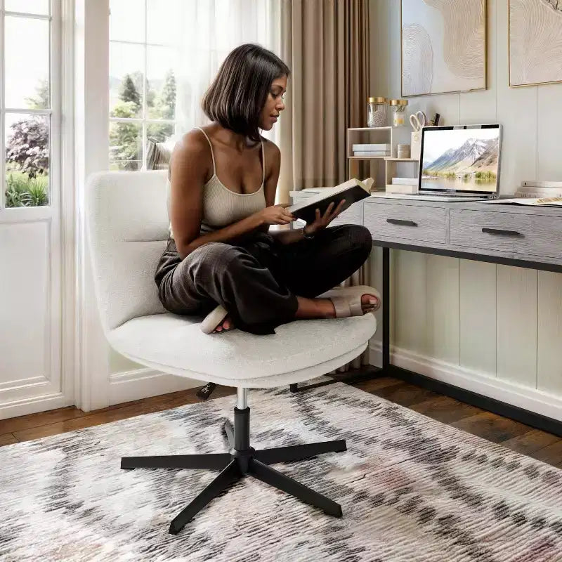 Chaise de bureau pivotante sans accoudoirs à dossier mi-haut - réglable en hauteur, en cuir reconstitué rembourré