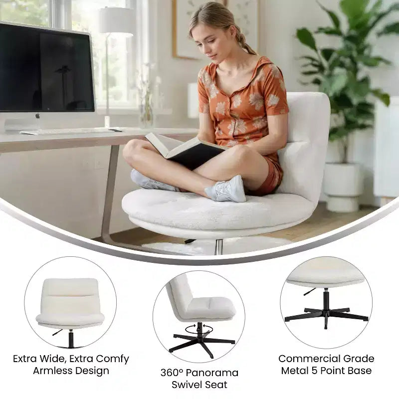 Chaise de bureau pivotante sans accoudoirs à dossier mi-haut - réglable en hauteur, en cuir reconstitué rembourré