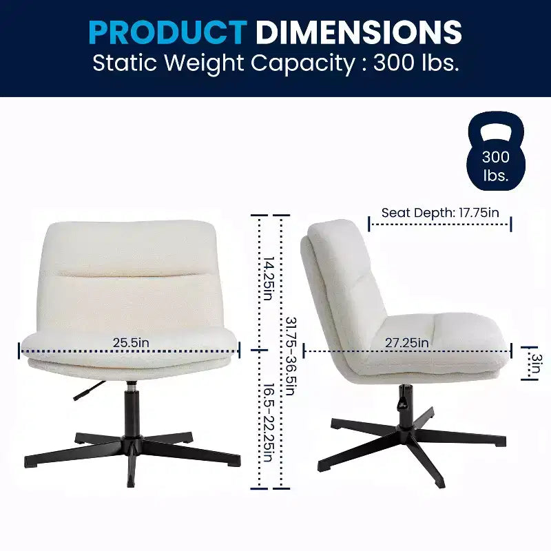 Chaise de bureau pivotante sans accoudoirs à dossier mi-haut - réglable en hauteur, en cuir reconstitué rembourré
