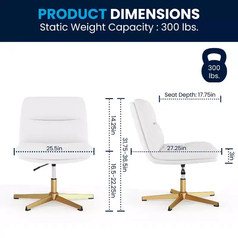 Chaise de bureau pivotante sans accoudoirs à dossier mi-haut - réglable en hauteur, en cuir reconstitué rembourré