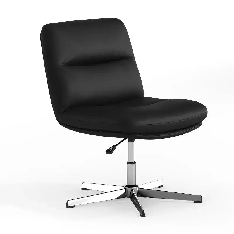 Chaise de bureau pivotante sans accoudoirs à dossier mi-haut - réglable en hauteur, en cuir reconstitué rembourré