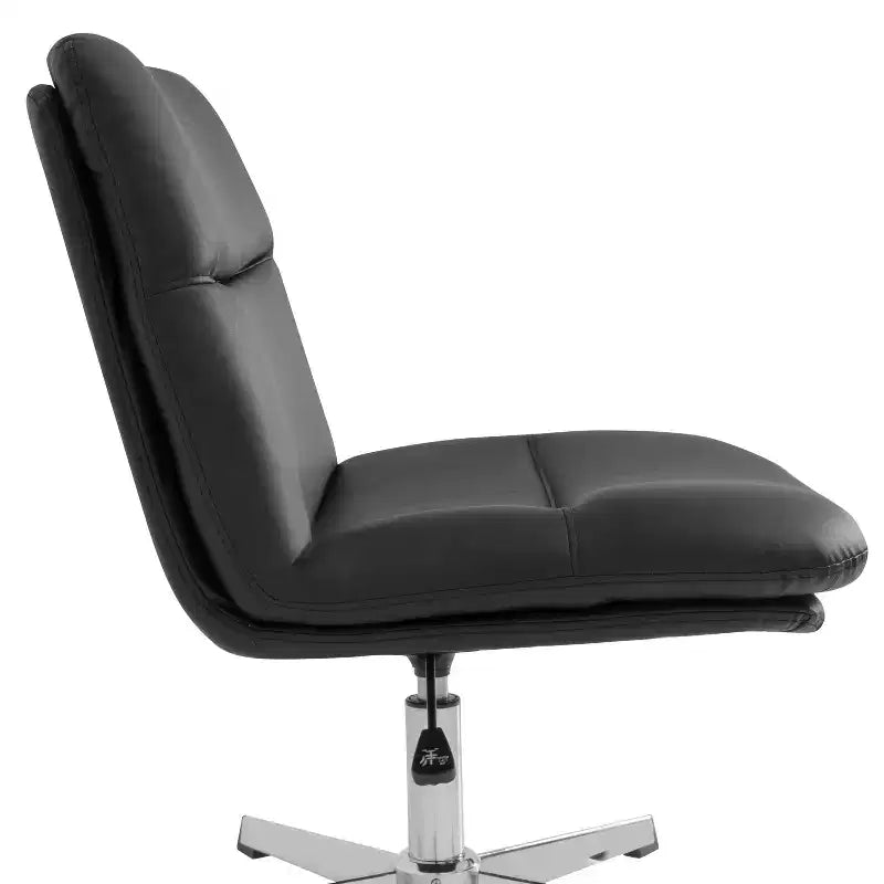 Chaise de bureau pivotante sans accoudoirs à dossier mi-haut - réglable en hauteur, en cuir reconstitué rembourré