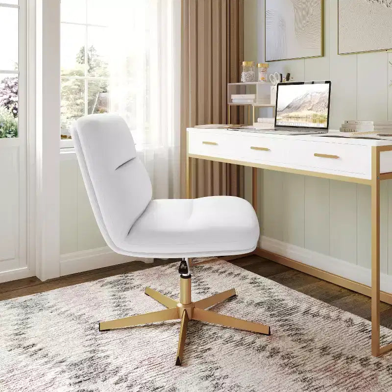 Chaise de bureau pivotante sans accoudoirs à dossier mi-haut - réglable en hauteur, en cuir reconstitué rembourré