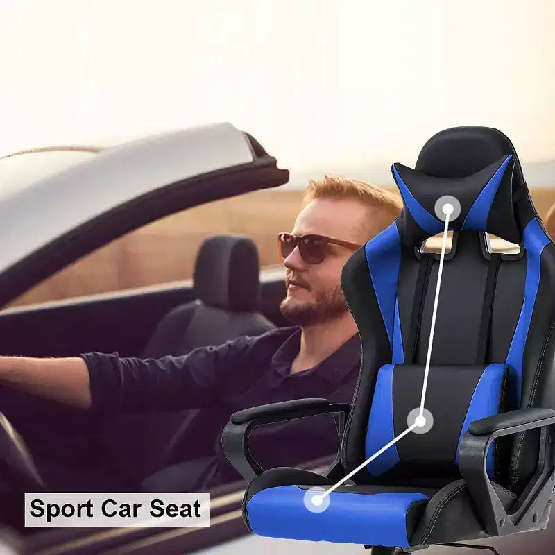 Chaise de jeu et de bureau à dossier haut avec support lombaire - Cuir PU, Pivotant