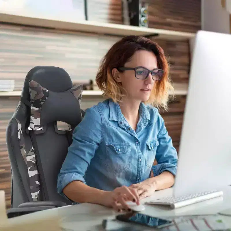 Chaise de jeu et de bureau à dossier haut avec support lombaire - Cuir PU, Pivotant