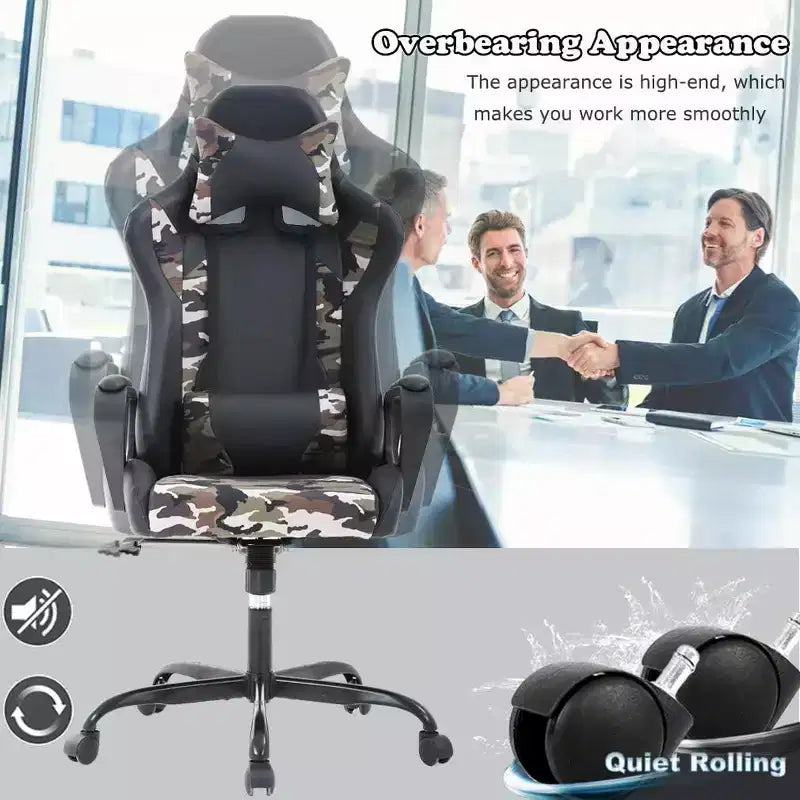 Chaise de jeu et de bureau à dossier haut avec support lombaire - Cuir PU, Pivotant