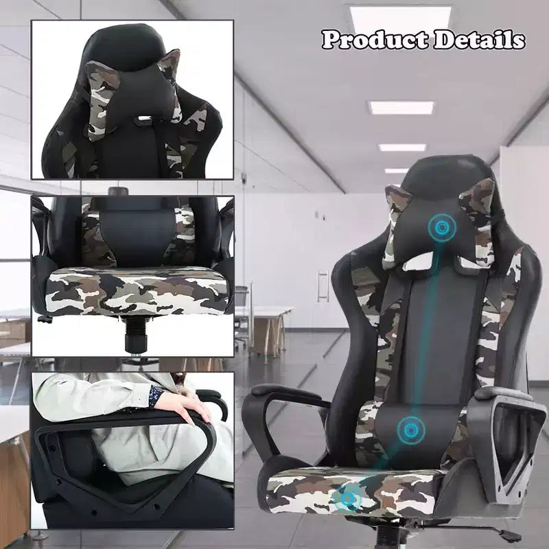 Chaise de jeu et de bureau à dossier haut avec support lombaire - Cuir PU, Pivotant