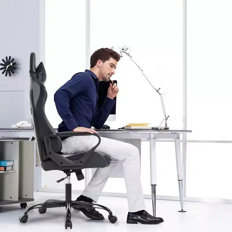 Chaise de jeu et de bureau à dossier haut avec support lombaire - Cuir PU, Pivotant