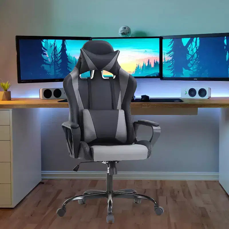 Chaise de jeu et de bureau à dossier haut avec support lombaire - Cuir PU, Pivotant