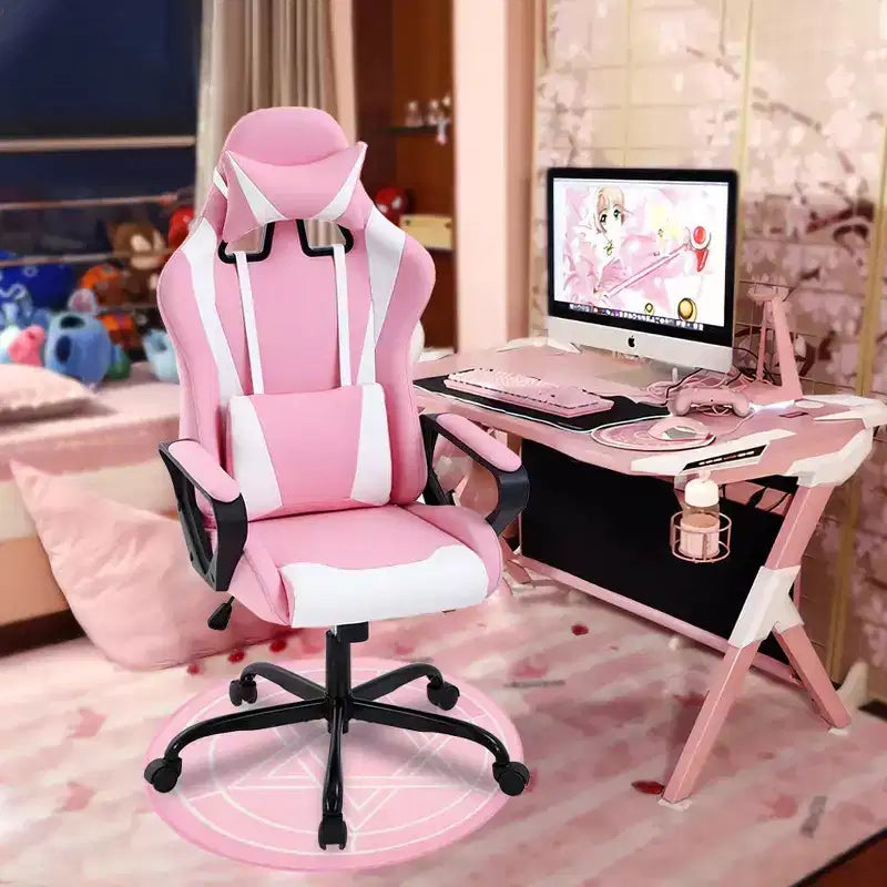Chaise de jeu et de bureau à dossier haut avec support lombaire - Cuir PU, Pivotant