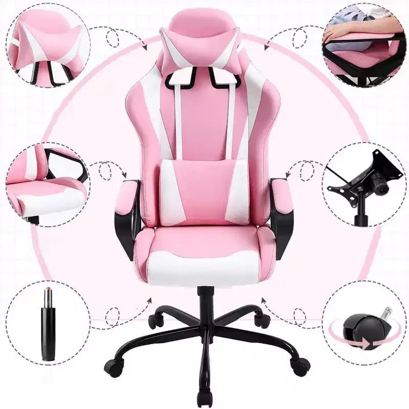 Chaise de jeu et de bureau à dossier haut avec support lombaire - Cuir PU, Pivotant