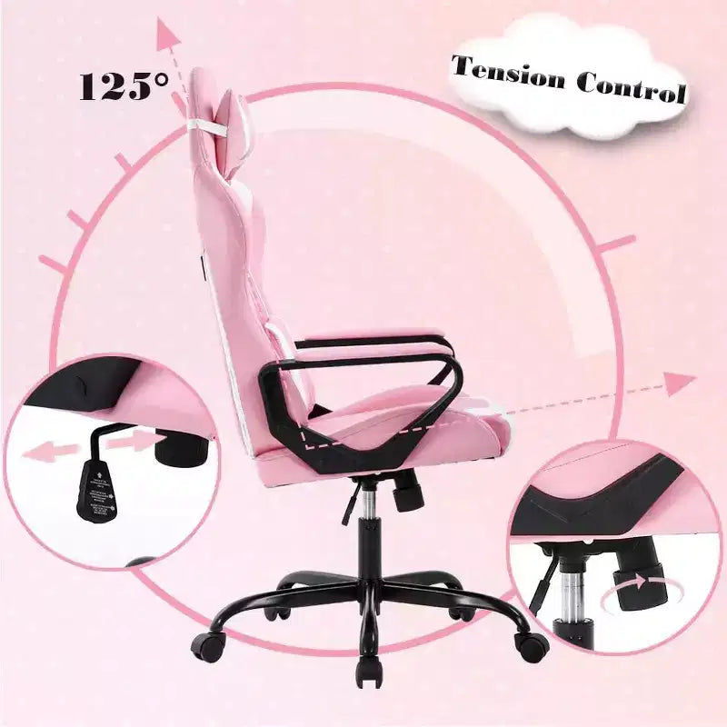Chaise de jeu et de bureau à dossier haut avec support lombaire - Cuir PU, Pivotant