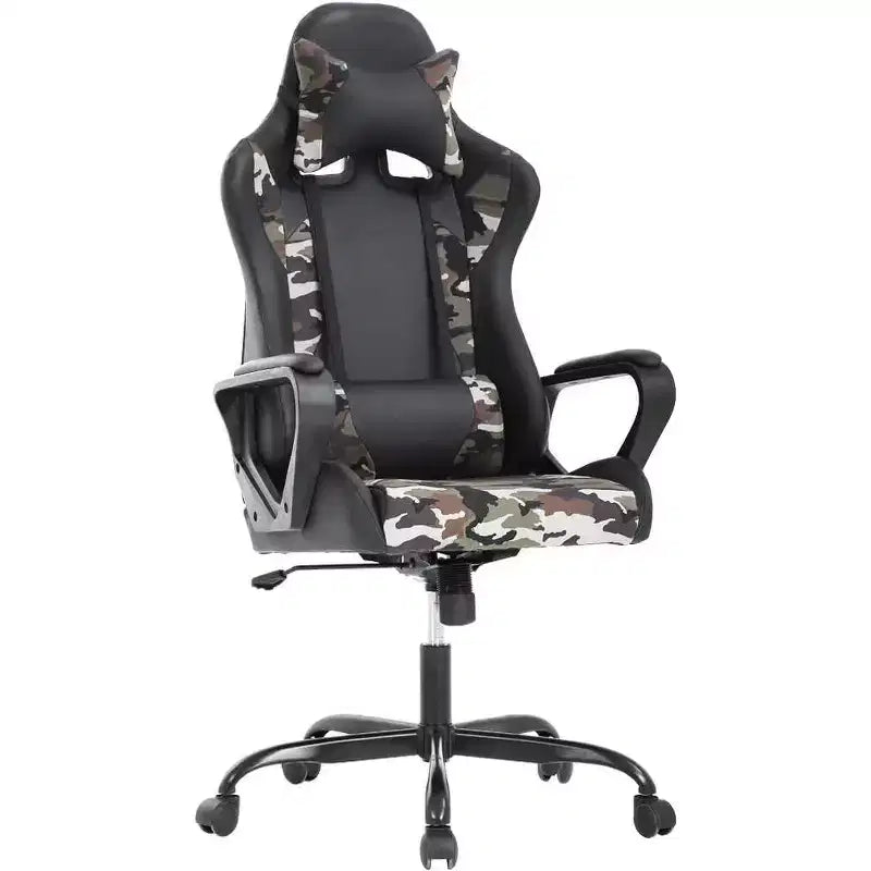 Chaise de jeu et de bureau à dossier haut avec support lombaire - Cuir PU, Pivotant