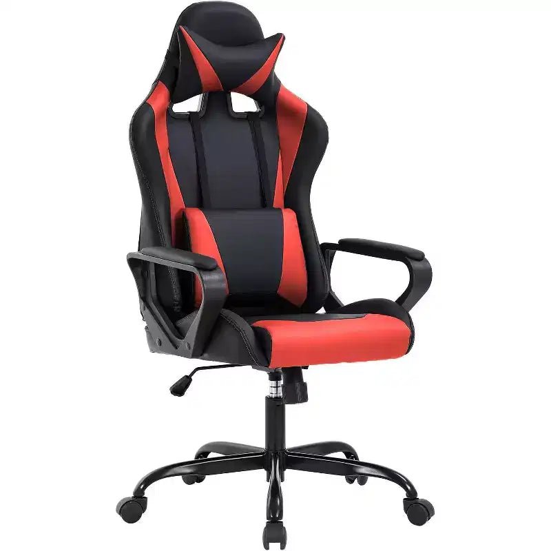 Chaise de jeu et de bureau à dossier haut avec support lombaire - Cuir PU, Pivotant