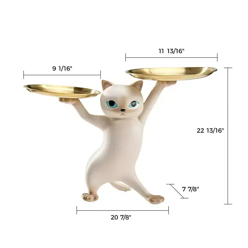Table d'appoint enchanteresse pour chat avec double plateau en verre trempé - Doré et Beige